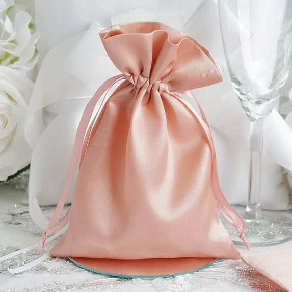Efavormart 12PCS DUSTY ROSE Satin Gift Bag Drawstring Pouch Wedding Favors Bridal Shower Candy Jewelry Bags - 5"x7"