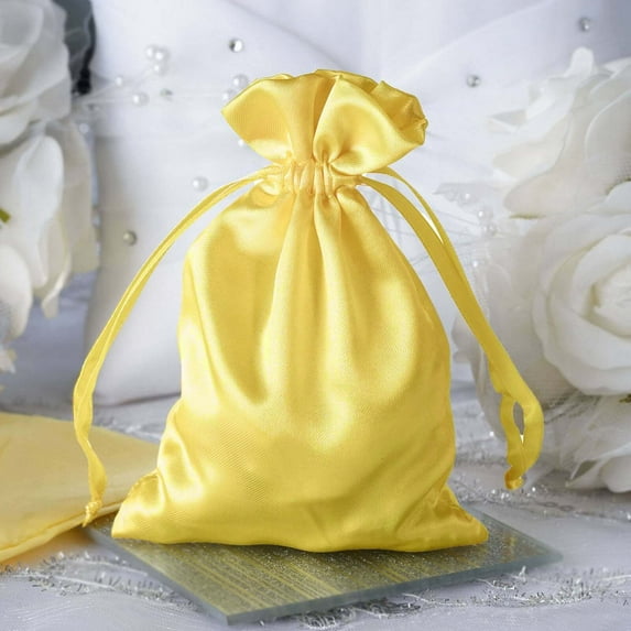 Efavormart 12PCS GOLD Satin Gift Bag Drawstring Pouch Wedding Favors Bridal Shower Candy Jewelry Bags - 4"x 6"