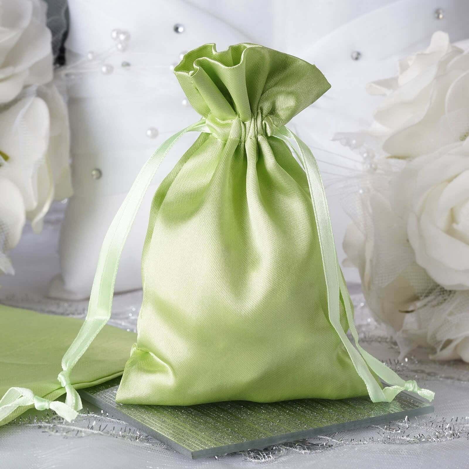 CARDIAC Green Satin Drawstring Gift Bags Bulk 10pcs - Wedding Favor Bags, Jewelry Pouches, Party Favor Bags - View #5