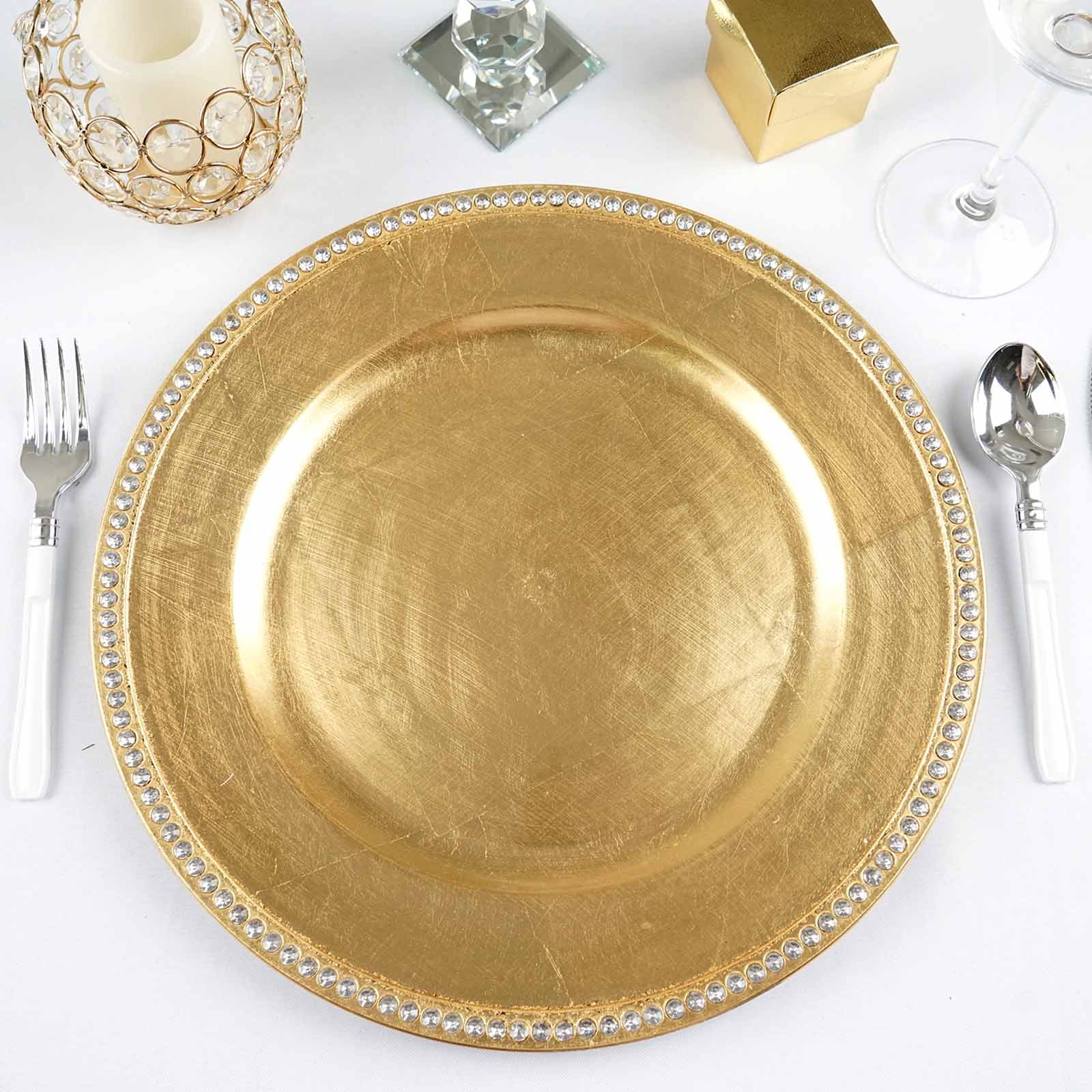 Beaded Glass Charger Plate - Gold Trim - Royal Table Settings – Royal Table  Settings, LLC