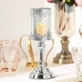 thumbnail image 1 of Efavormart 13" Tall | Silver Lace Design Amber Glass Hurricane Candle Holder Table Centerpiece For Weddings Birthday Parties, 1 of 11