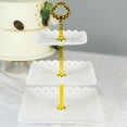 thumbnail image 1 of Efavormart 13" White 3-Tier Square Cupcake Stand, Dessert Holder - Plastic With Heart Design Scalloped Edges, 1 of 11