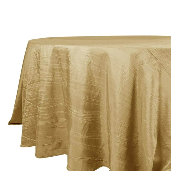 Efavormart 132" Gold Accordion Crinkle Taffeta Seamless Round Tablecloth