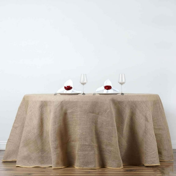 Efavormart 132" Wholesale Natural Rustic Burlap Tablelinens Jute Round Tablecloth For Wedding Event Decoration