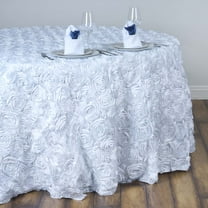 Efavormart 120" Beige Grandiose 3D Rosette Satin Round Tablecloth For ...