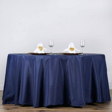 Efavormart 132" Wholesale Round Tablecloth Polyester Round Table Linens For Wedding Party Banquet Restaurant - NAVY BLUE
