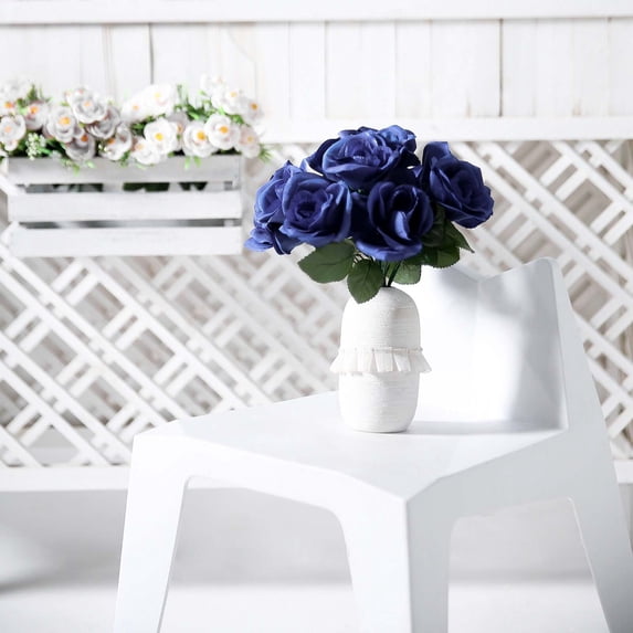 Efavormart 14 Navy Blue Velvet Roses Artificial Flower Bouquet for DIY, Floral Arrangment, Home, Party, Garden, Table Centerpieces Decorations