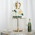 thumbnail image 1 of Efavormart 14" Round 12" Tall Metallic Gold Cake Stand, Cupcake Dessert Pedestal With Crystal Chains, 1 of 11