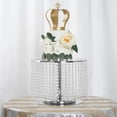 thumbnail image 1 of Efavormart 14" Round 12" Tall Metallic Silver Cake Stand, Cupcake Dessert Pedestal With Crystal Chains, 1 of 10
