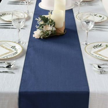 Efavormart 14"x108" Dark Blue Faux Denim Polyester Table Runner For Weddings Party Banquets Decor Fit Rectangle and Round Table