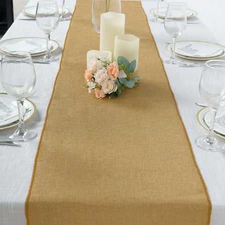 Efavormart 14"x108" Gold Boho Chic Rustic Table Runner Linen Jute Burlap Decor