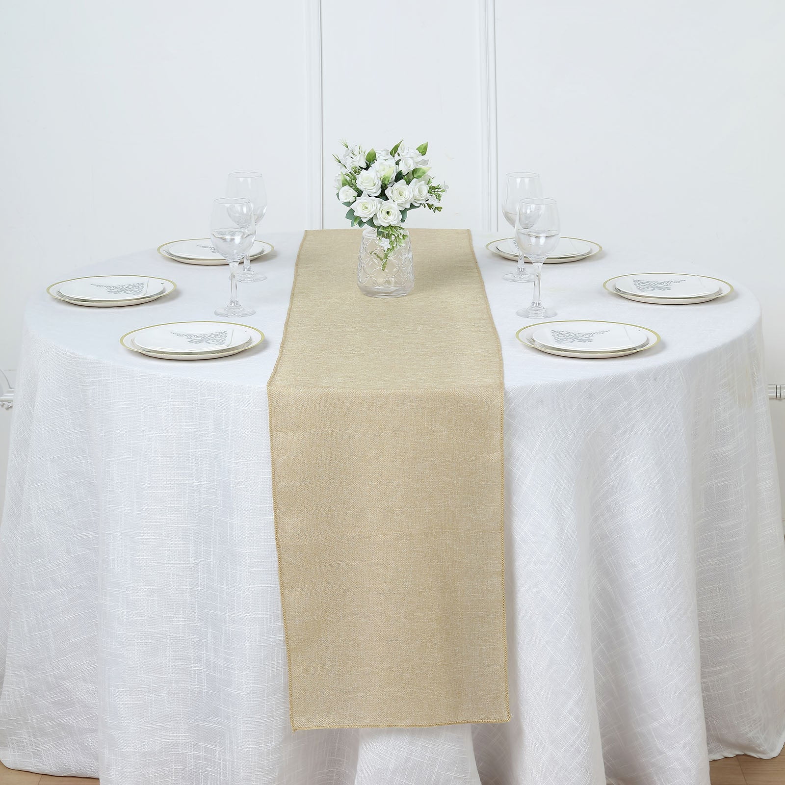 "Efavormart 14""x108"" Faux Linen Burlap Table Runner, Rustic Boho Chic ...