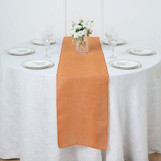 Efavormart 14"x108" Faux Burlap Table Runner, Orange Rustic Wedding ...
