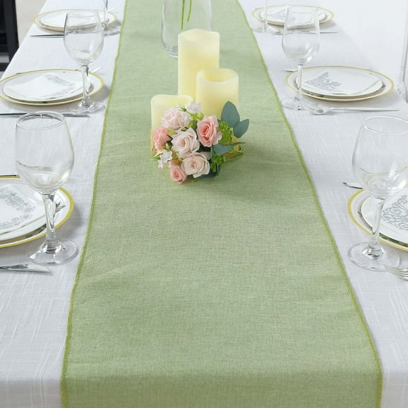 Efavormart 14"x108" Sage Green Boho Chic Rustic Table Runner Linen Jute Burlap Decor