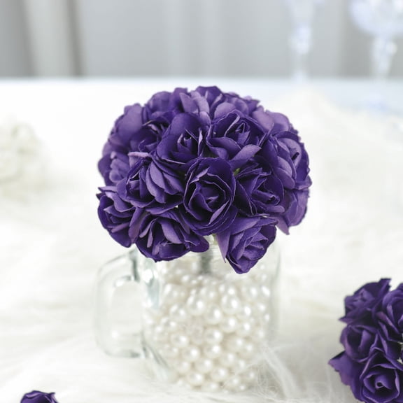 Efavormart 144 Paper Mini Purple Flower Roses For Wedding Bouqets Decorations