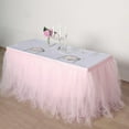 thumbnail image 1 of Efavormart 14ft Blush FULL SIZE 4 Layer Fluffy Tulle - Tutu Table Skirt for Party Events fits 6ft rectangle/48in round table, 1 of 11
