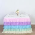 thumbnail image 1 of Efavormart 14ft Gradient Unicorn Themed Chiffon Ruffled Tutu Table Skirt with Satin Backing, 5-Tier Rainbow Table Skirting, 1 of 11