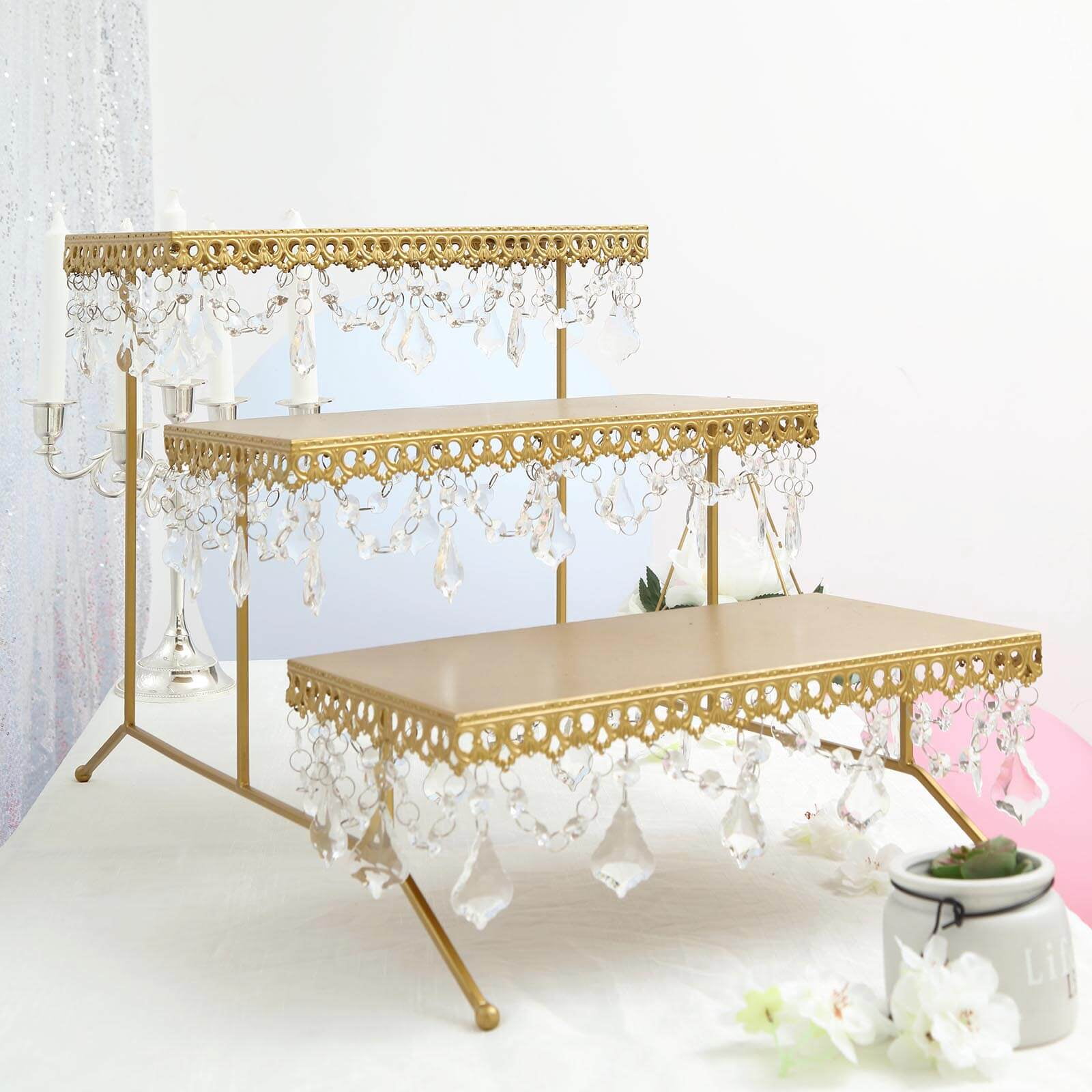 Efavormart 15" Tall GOLD 3 Tiered Serving Stand Cupcake Dessert Stand