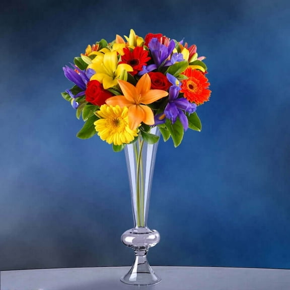 Efavormart 15" Tall Trumpet Pilsner Glass Floral Vase Centerpiece - 4 Pcs