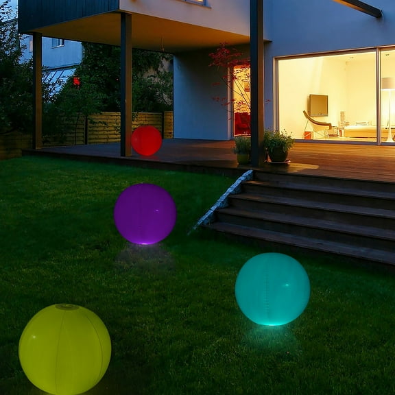 Efavormart 16" Floating Pool Light Up Glow Ball, Inflatable Outdoor Garden Lights With Remote - 13 RGB Colors And 3 Color Modes for Wedding, Party, Back Yard, Pathway Decorations