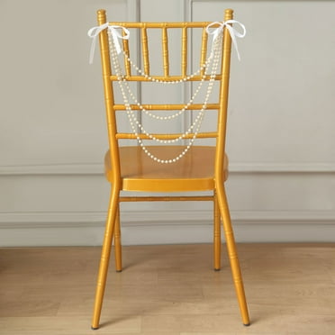 Efavormart 16" Ivory Pearl Beaded Garland Chair Sashes Wedding Decorations Pre-Tied Gatsby Faux Pearl String Chiavari Chair Decor for Party Ceremony Floral Arrangement Banquet Outdoor Decor