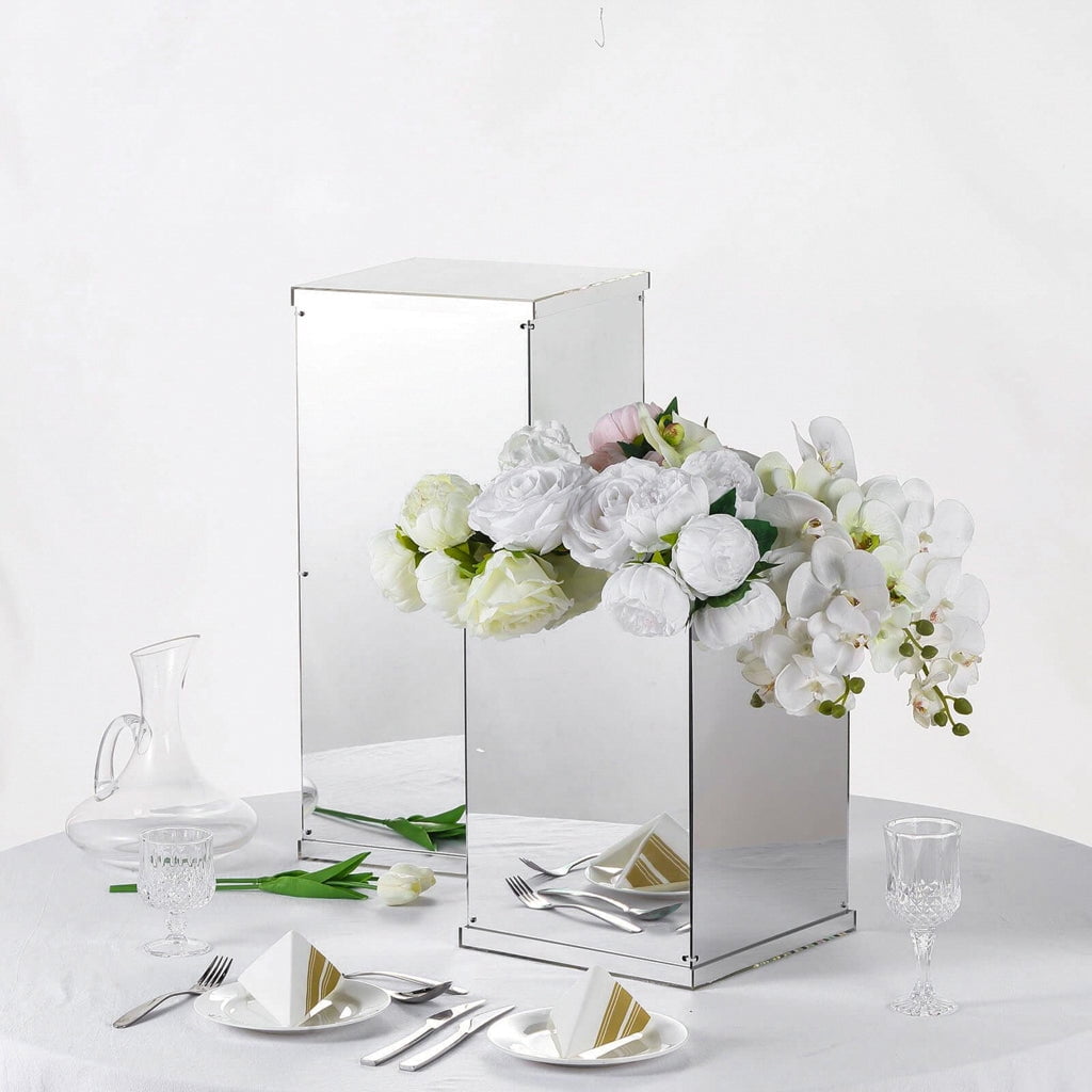 Efavormart 16" Silver Mirror Finish Wedding Decor Ideas Clear Display