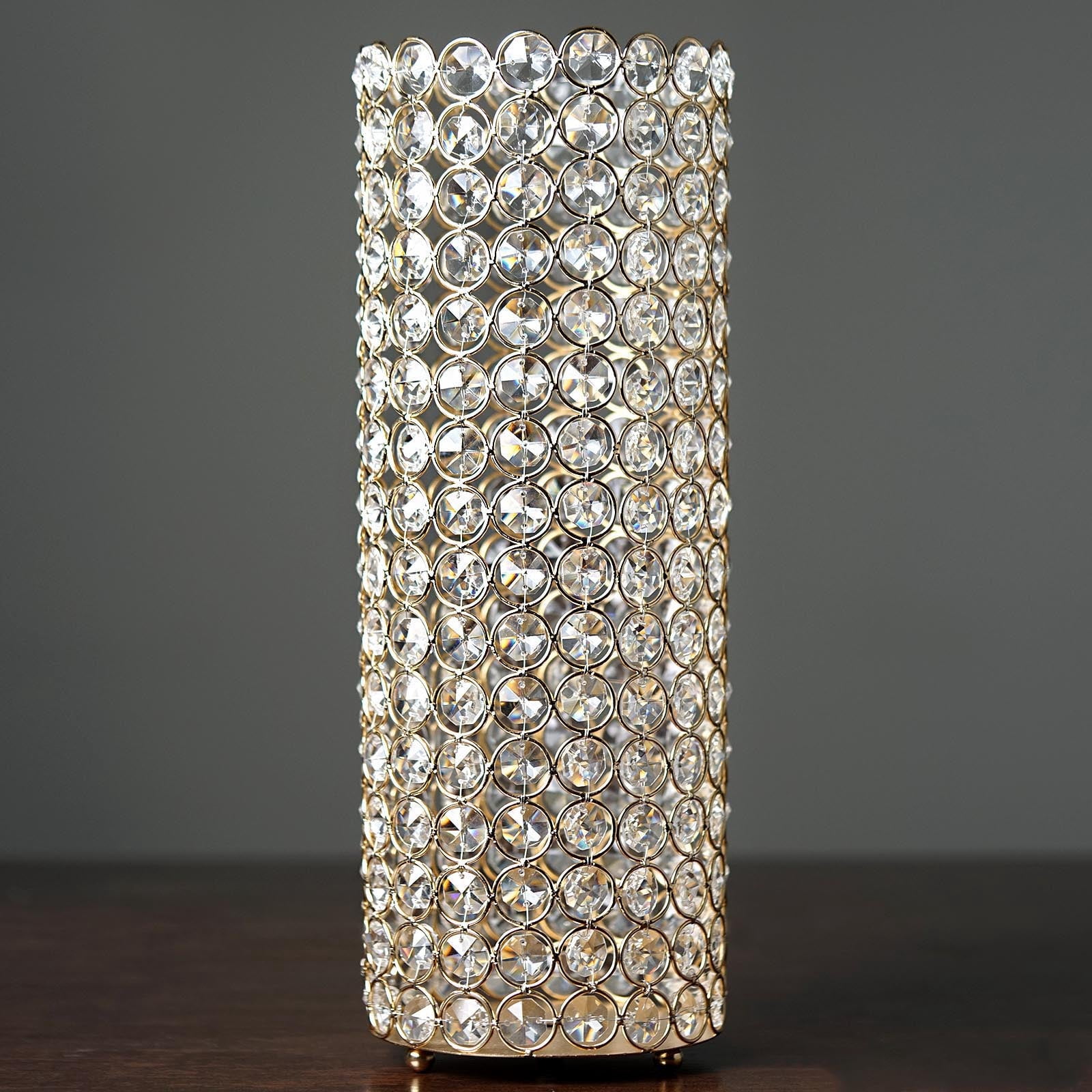 Efavormart 16" Tall Gold Exquisite Wedding Votive Tealight Crystal