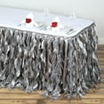 thumbnail image 1 of Efavormart 17ft Enchanting Curly Willow Taffeta Table Skirt for Kitchen Dining Catering Wedding Birthday Party Events - Silver, 1 of 7