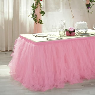 Pink tulle table skirt cheap walmart