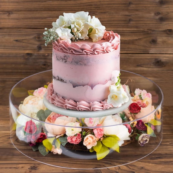 Efavormart 18" Round Clear Acrylic Cake Stand, Transparent Fillable Display Box, Pedestal Riser With Hollow Bottom