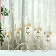 thumbnail image 1 of Efavormart 18” Tall 5 Arm Gold Metal Candelabra Centerpiece Crown Top Table Standing Hurricane Candle Holders With Glass Tube, 1 of 11