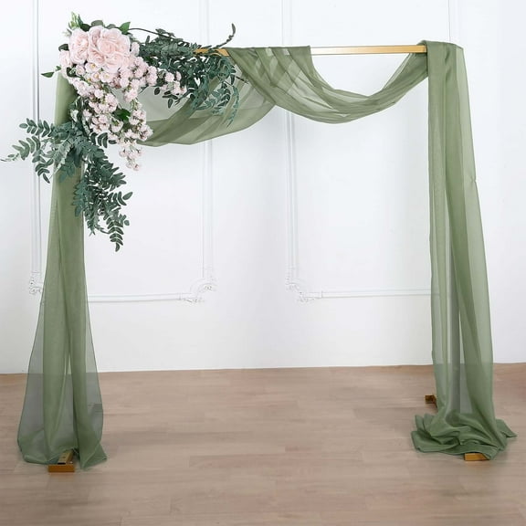 Efavormart 18Ft Dusty Sage Green Sheer Organza Curtain Panels, Window Scarf Valance Wedding Arch Draping Fabric for Top Table Event Party Home Decor Stair Bow Backdrop Curtain Decoration