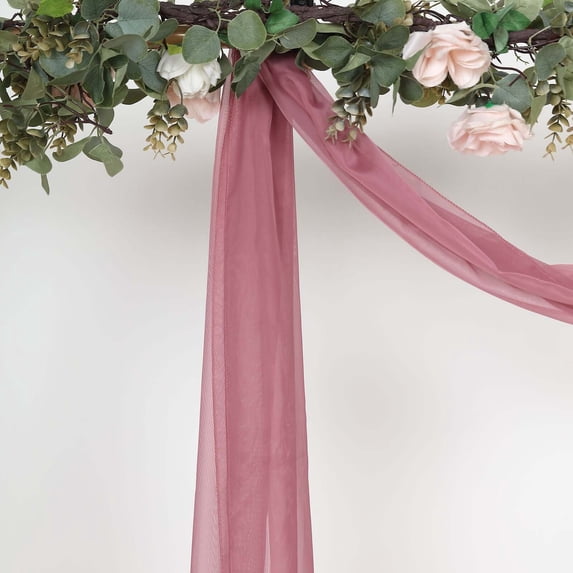 Efavormart 18Ft Mauve Sheer Organza Curtain Panels, Window Scarf Valance Wedding Arch Draping Fabric for Top Table Event Party Home Decor Stair Bow Backdrop Curtain Decoration