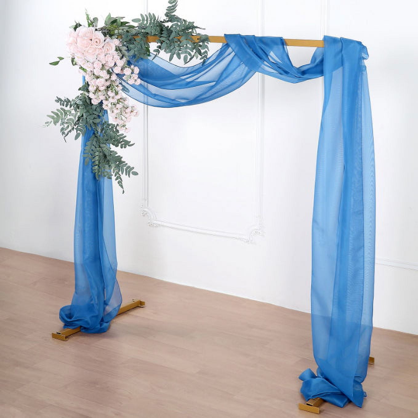 Efavormart 18Ft Royal Blue Sheer Organza Curtain Panels, Window Scarf ...