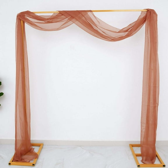 Efavormart 18Ft Terracotta Sheer Organza Curtain Panels, Window Scarf Valance Wedding Arch Draping Fabric for Top Table Event Party Home Decor Stair Bow Backdrop Curtain Decoration
