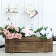 thumbnail image 1 of Efavormart 18x6'' Natural Smoked Brown Rectangle Wood Box DIY Rustic Wooden Planter Boxes With Plastic Liner For Wedding Party, 1 of 11