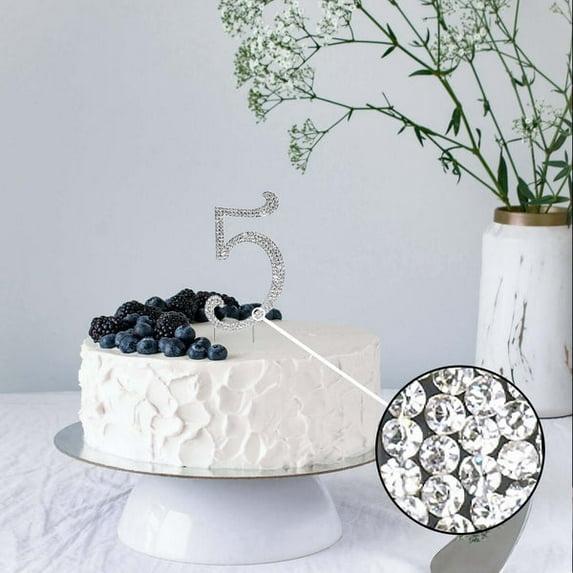 Efavormart 2.5" Bedazzling Rhinestone Number Cake Toppers For Wedding Birthday Party Special Event Personalized Decor| Number| 5
