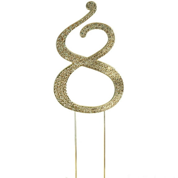 Efavormart 2.5" Gold Shinny Rhinestone Numbers Cake Toppers For Wedding Birthday Party Special Event Personalized Decorations - 8
