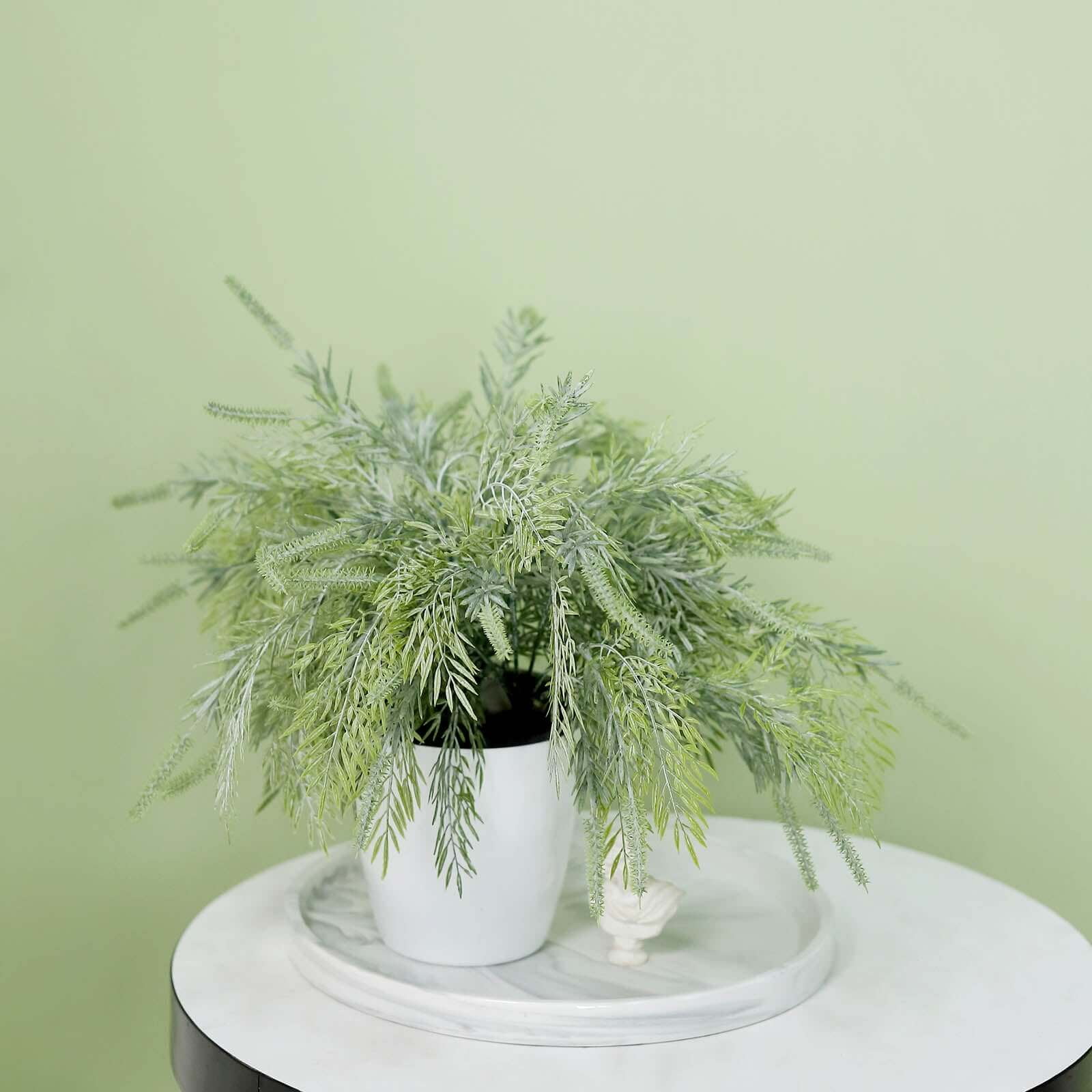 15" Frosted Green Sagebrush Faux Fern Bush Arrangement