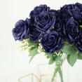 thumbnail image 1 of Efavormart 2 Bushes | 18" Navy Blue Artificial Silk Rose Flower Arrangements, Real Touch Long Stem Flower Bouquet, 1 of 6