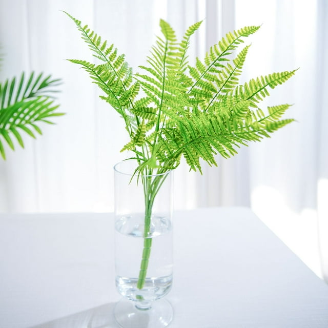 Efavormart 2 Bushes | 19" Artificial Green Boston Fern Leaf Stems Faux ...