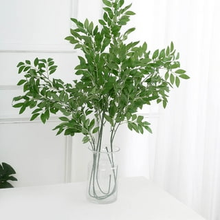 Ollain 43 Artificial Greenery Stems Plants Faux Leaf Green Eucalytus  Branches Ficus Twig Fern Fake Green Bushes Shrubs for Home Party Wedding