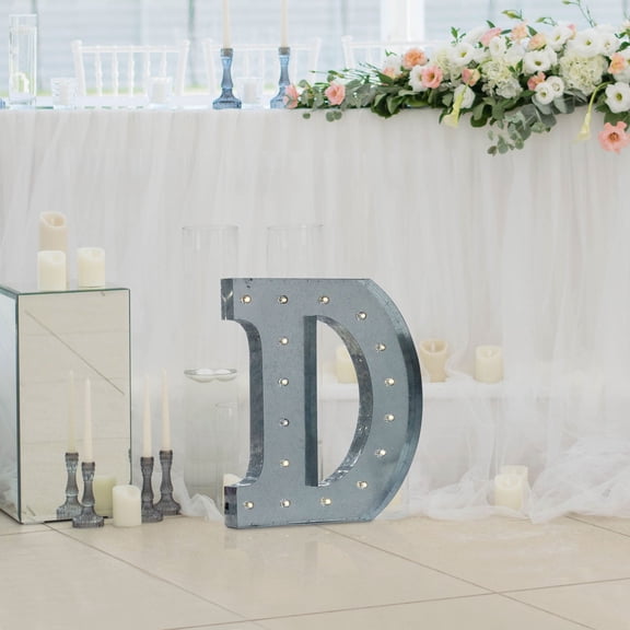 Efavormart 2 FT | Vintage Metal Marquee Letter Lights Cordless With 16 Warm White LED - D
