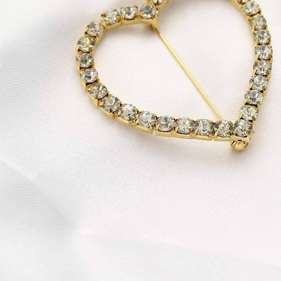 Efavormart 2" Gold Rhinestone Heart Metal Chair Sash Band Buckle, Diamond Chair Wrap Bow Pin Brooch