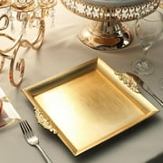 Efavormart 2 PCS - Gold 10 Square Decorative Plastic Serving Trays With Embossed Rims For Wedding Birthday Party