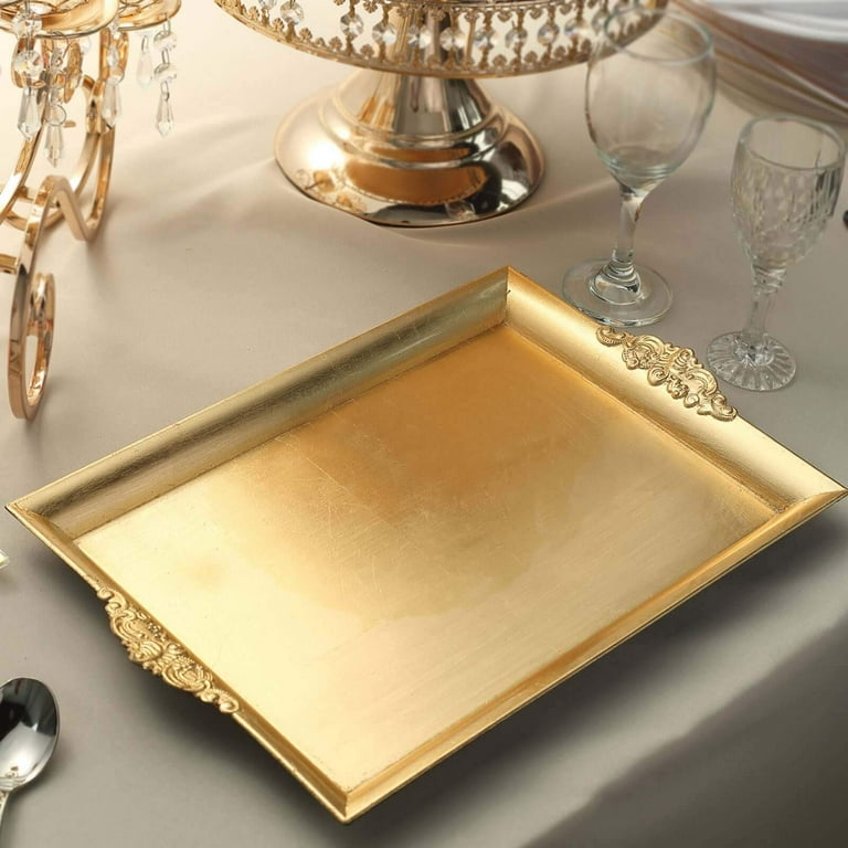 Vintage Gold Decorative Serving Tray - Sturdy Iron Appetizer Tray 11.8"x8.1" For Home Or Cafe