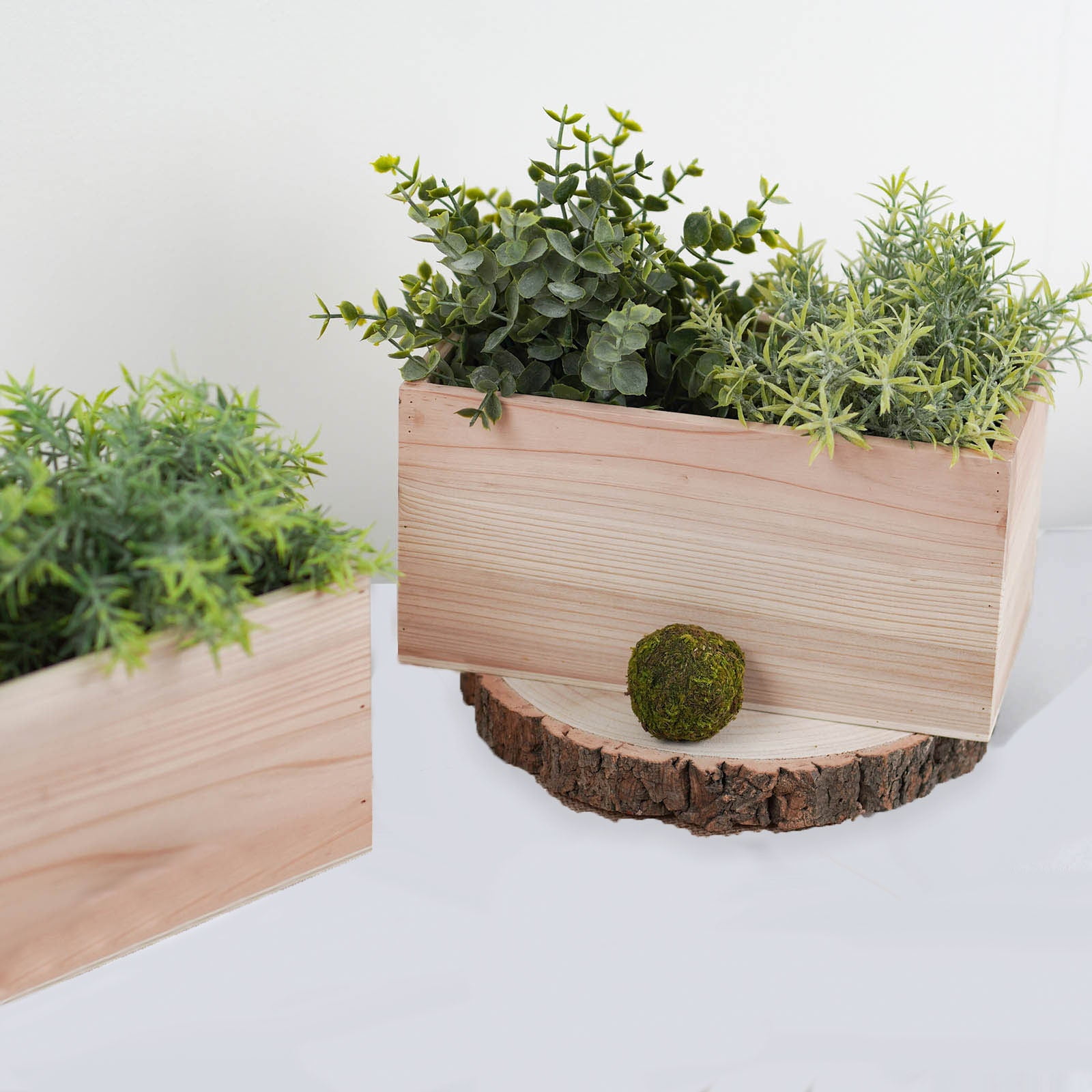 Efavormart 2 Pack 10x5'' Tan Rectangle Wood Boxes DIY Rustic Wooden