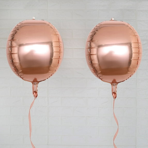 Efavormart 2 Pack 14" Rose Gold Aluminum Foil Round Sphere Balloon Wholesale 4D Mylar Balloons