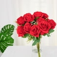 thumbnail image 1 of Efavormart 2 Pack | 18" Red Artificial Silk Rose Bouquet Faux Flower Bushes, 1 of 11