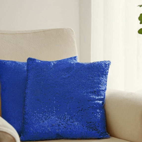 Efavormart 2 Pack | 18"x18" Sequin Throw Pillow Cover, Decorative Cushion Case - Square Royal Blue Sequin